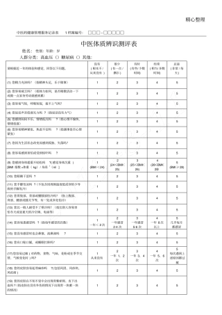 糖尿病患者中医药健康管理服务记录表格模板