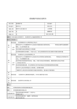 系统维护岗岗位说明书