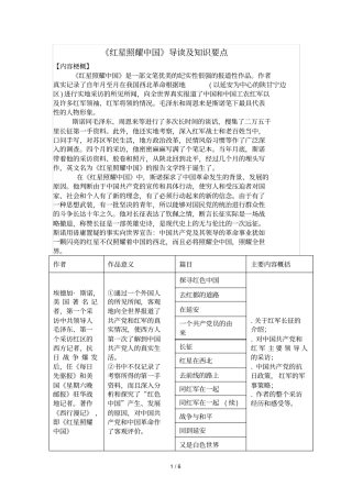 红星照耀中国导读及知识要点