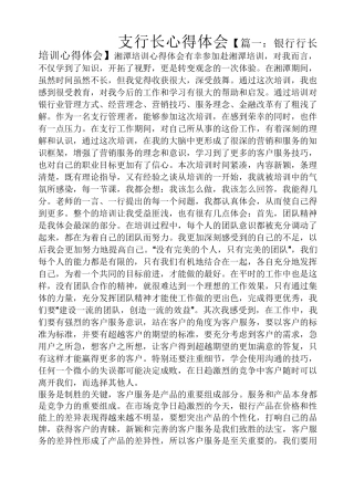 支行长心得体会