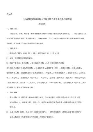 级医院卫生服务能力调查表