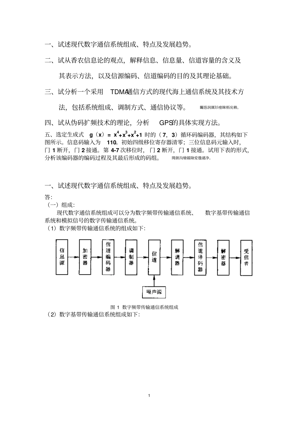 级海上通信理论与技术课程试卷_第1页