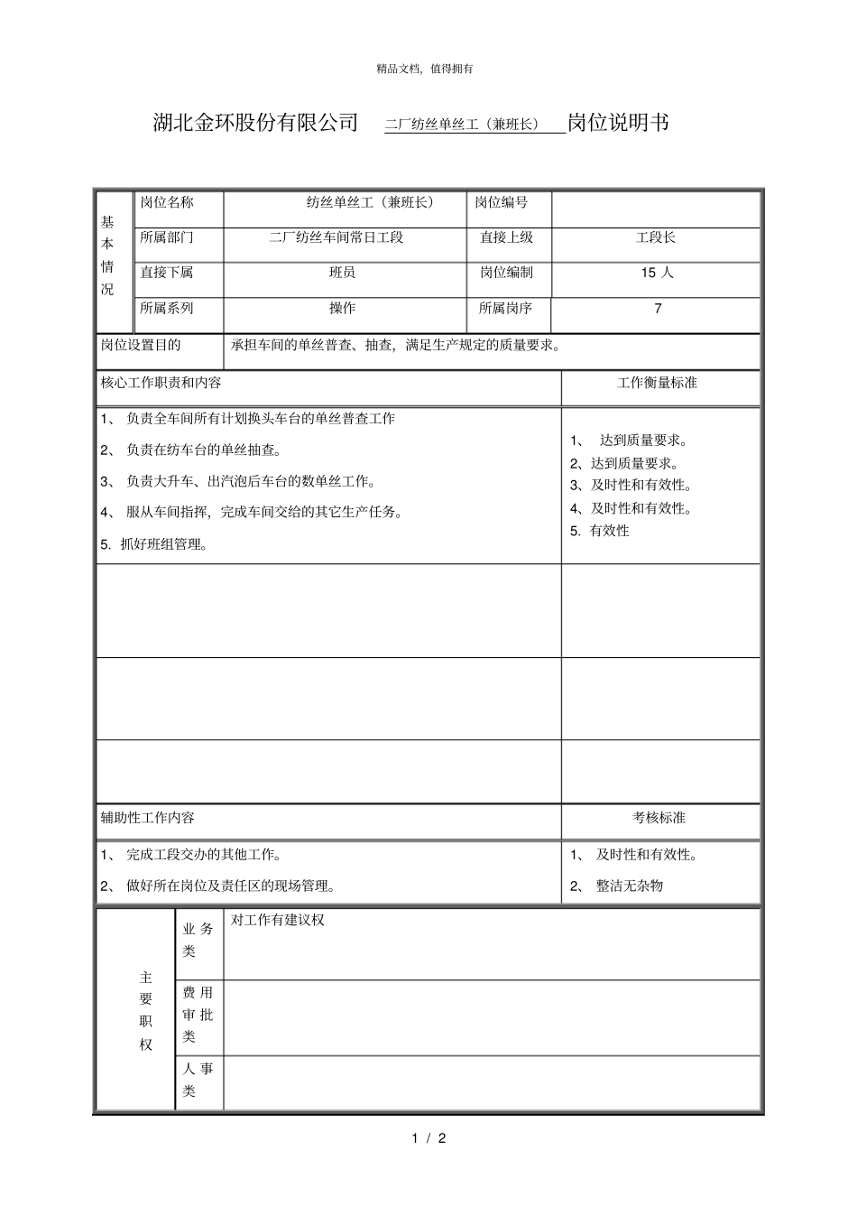 纺丝单丝工兼班长_第1页