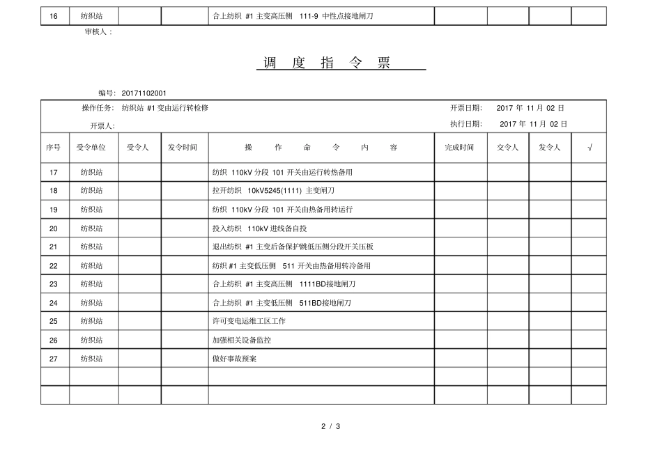 纺织站#1变由运行转检修_第2页