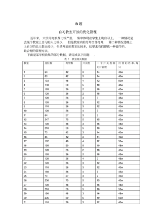 练习----自习教室开放的优化管理