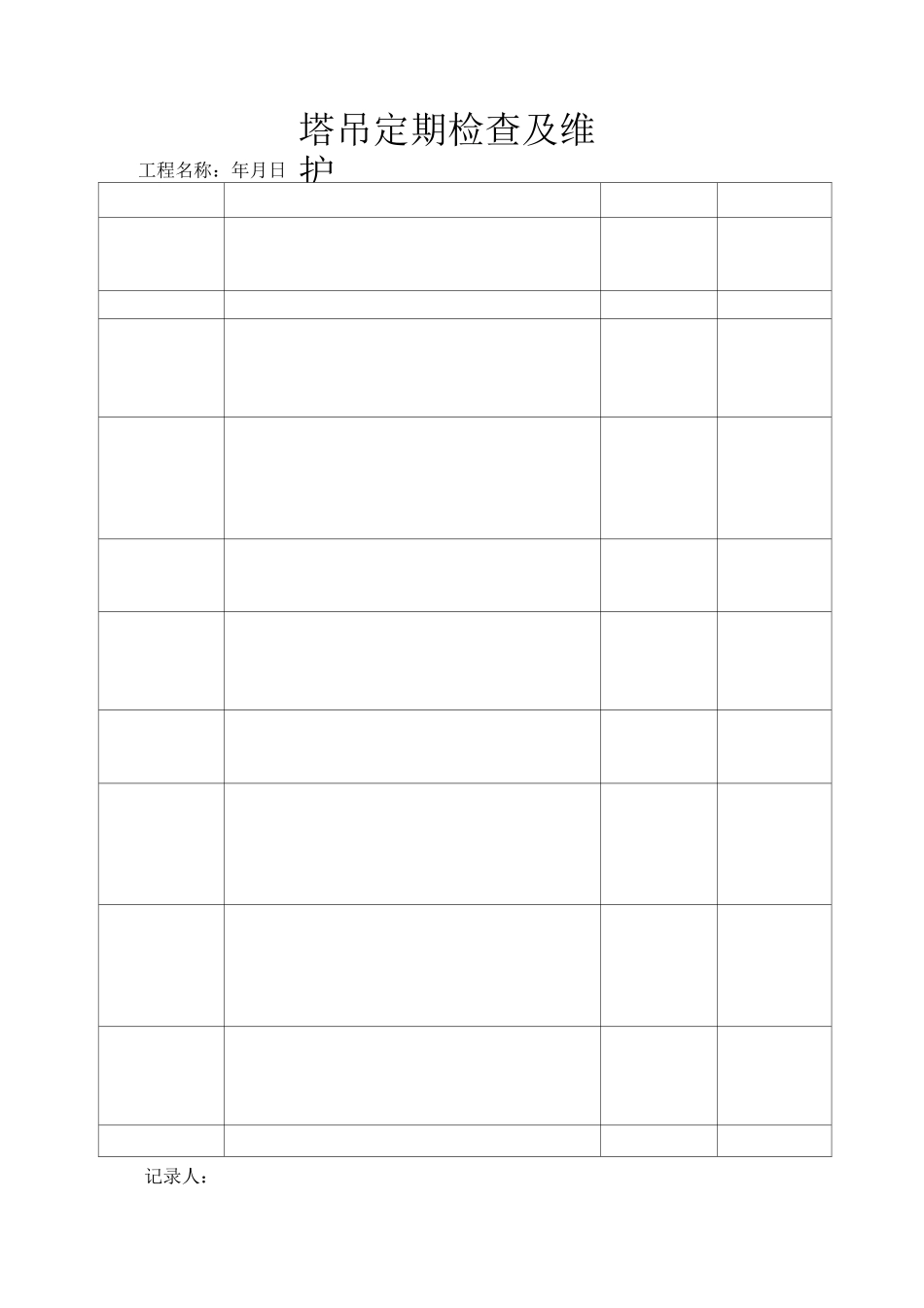 塔吊检查记录表最全汇总_第3页