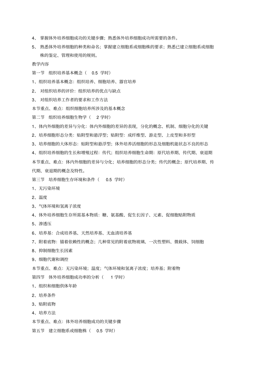 组织细胞培养技术课程教学大纲_第2页