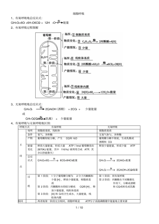 细胞呼吸专题考试