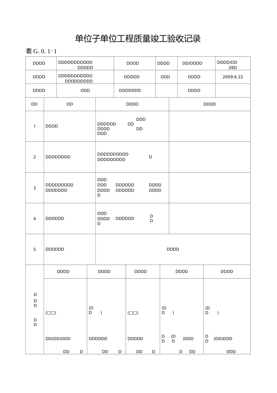 单位子单位工程质量控制核查记录表_第1页