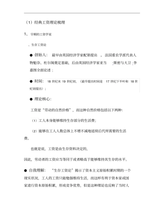 经典工资理论梳理正文概要