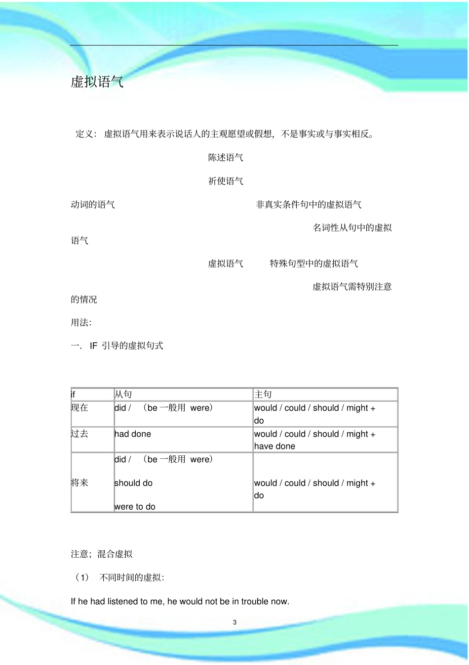 经典清晰虚拟语气讲解_第3页