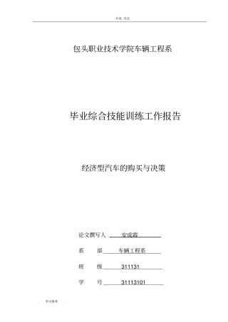 经济型汽车的购买与决策