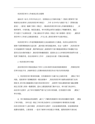 经济责任审计工作座谈会发言提纲重点