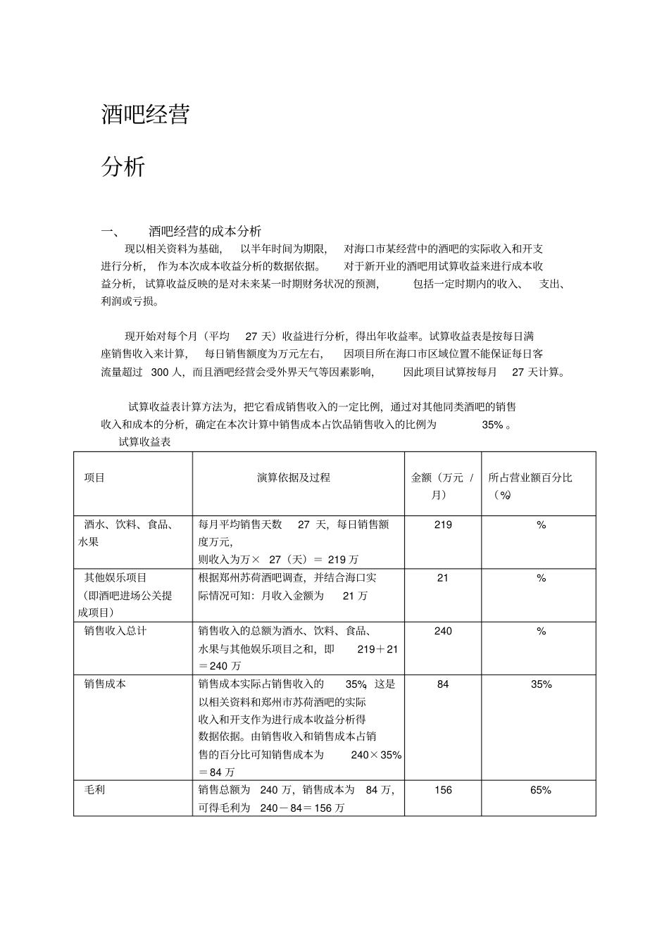 经营酒吧分析_第1页