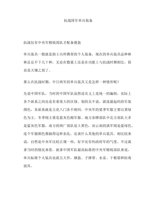 抗战国军单兵装备汇总