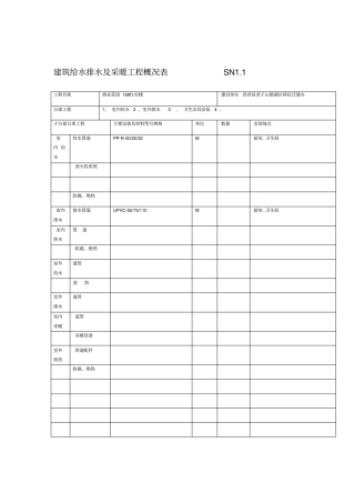 给排水工程质量验收资料完整