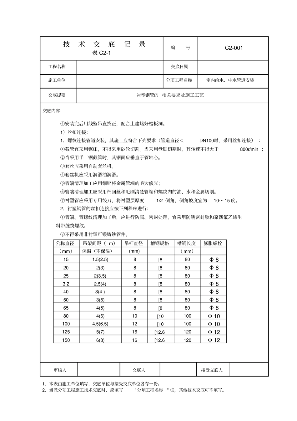 给水衬塑钢管技术交底_第3页