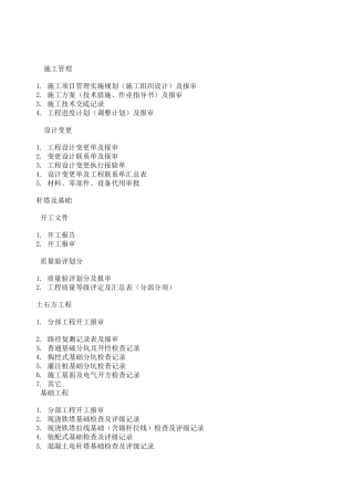 输电线路工程施工资料归档清单