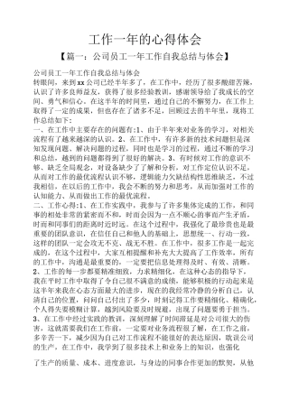 工作一年的心得体会