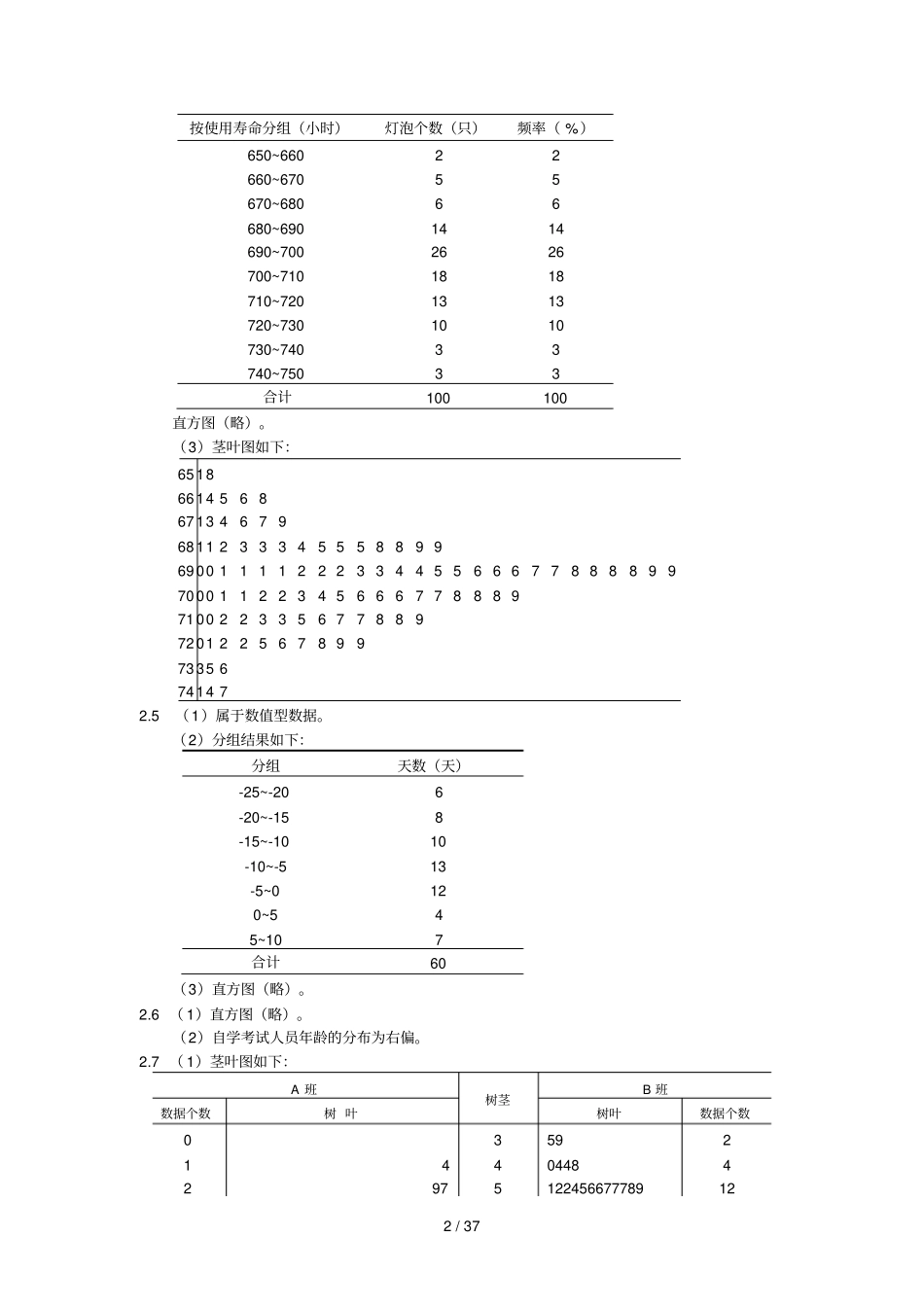 统计教材课后全部练习参考答案_第2页