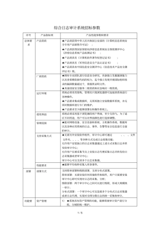 综合日志审计系统招标参数