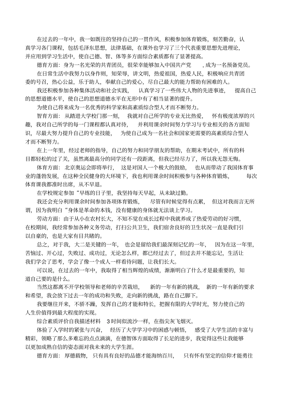 综合素质评价自我描述材料_第2页