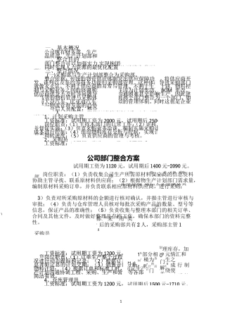 公司部门整合方案
