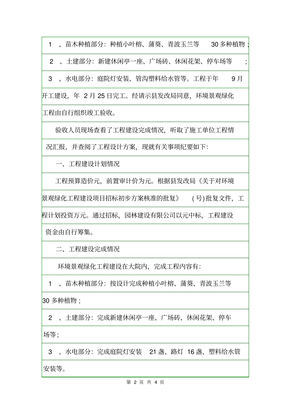 绿化工程验收会议纪要会议纪要_第2页