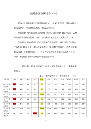 绿城中国公司调研报告