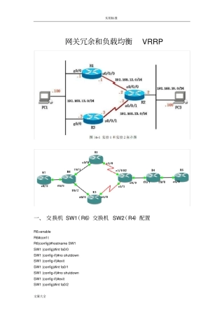 网关冗余和负载均衡VRRP