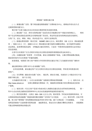 网络推广前期实施方案