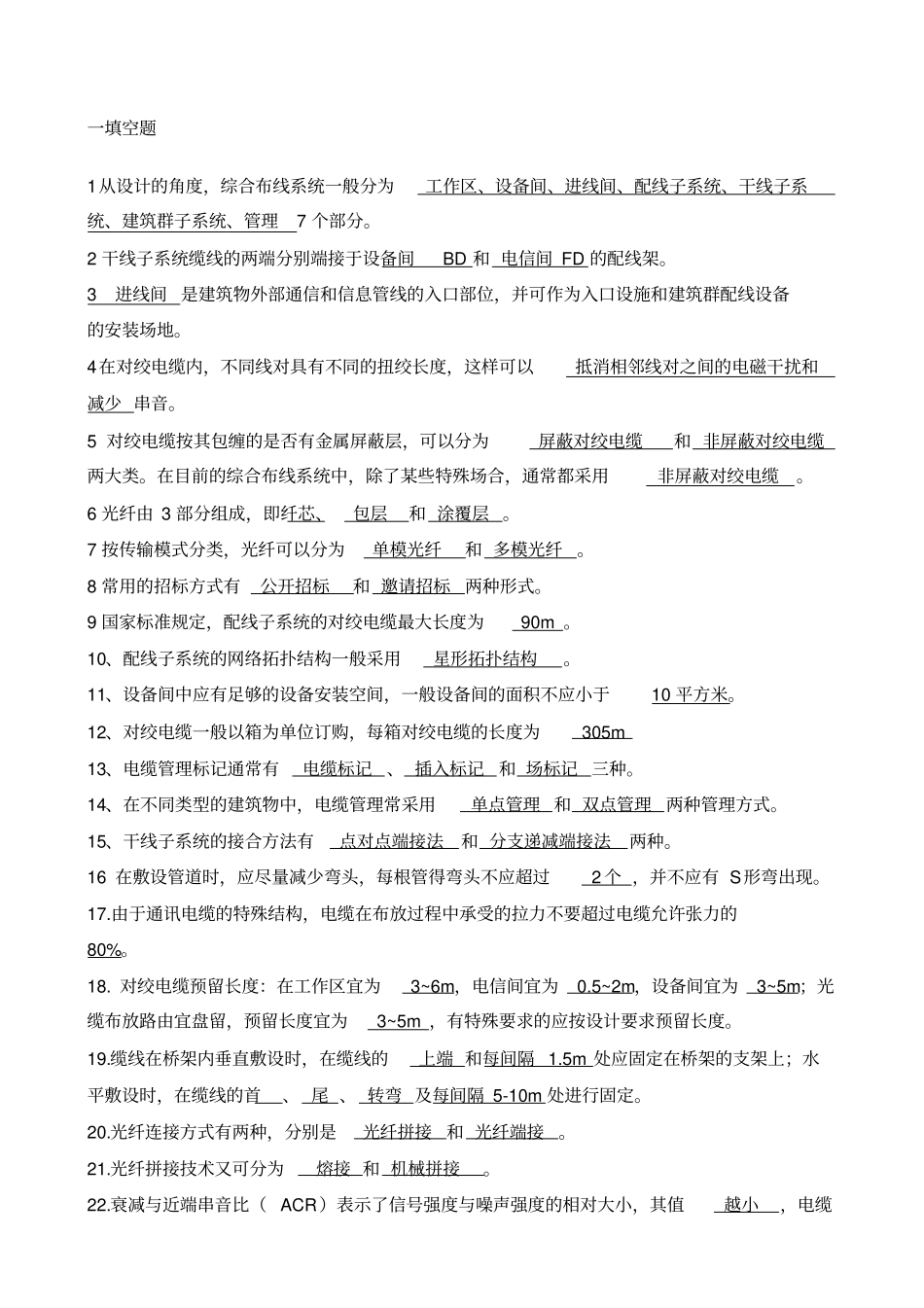 网络综合布线考试题_第1页