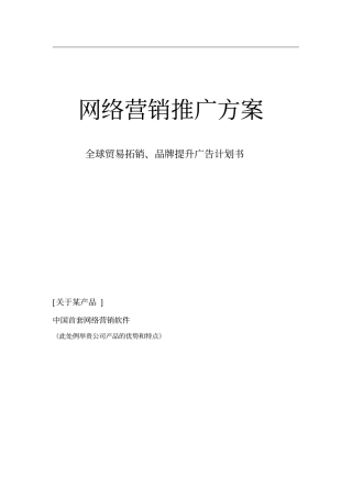网络营销推广方案模板