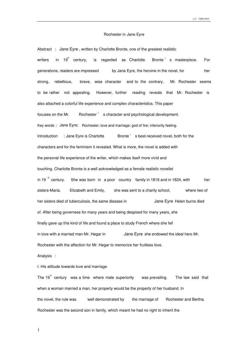 罗切斯特的性格分析rochesterinjaneeyer_第1页