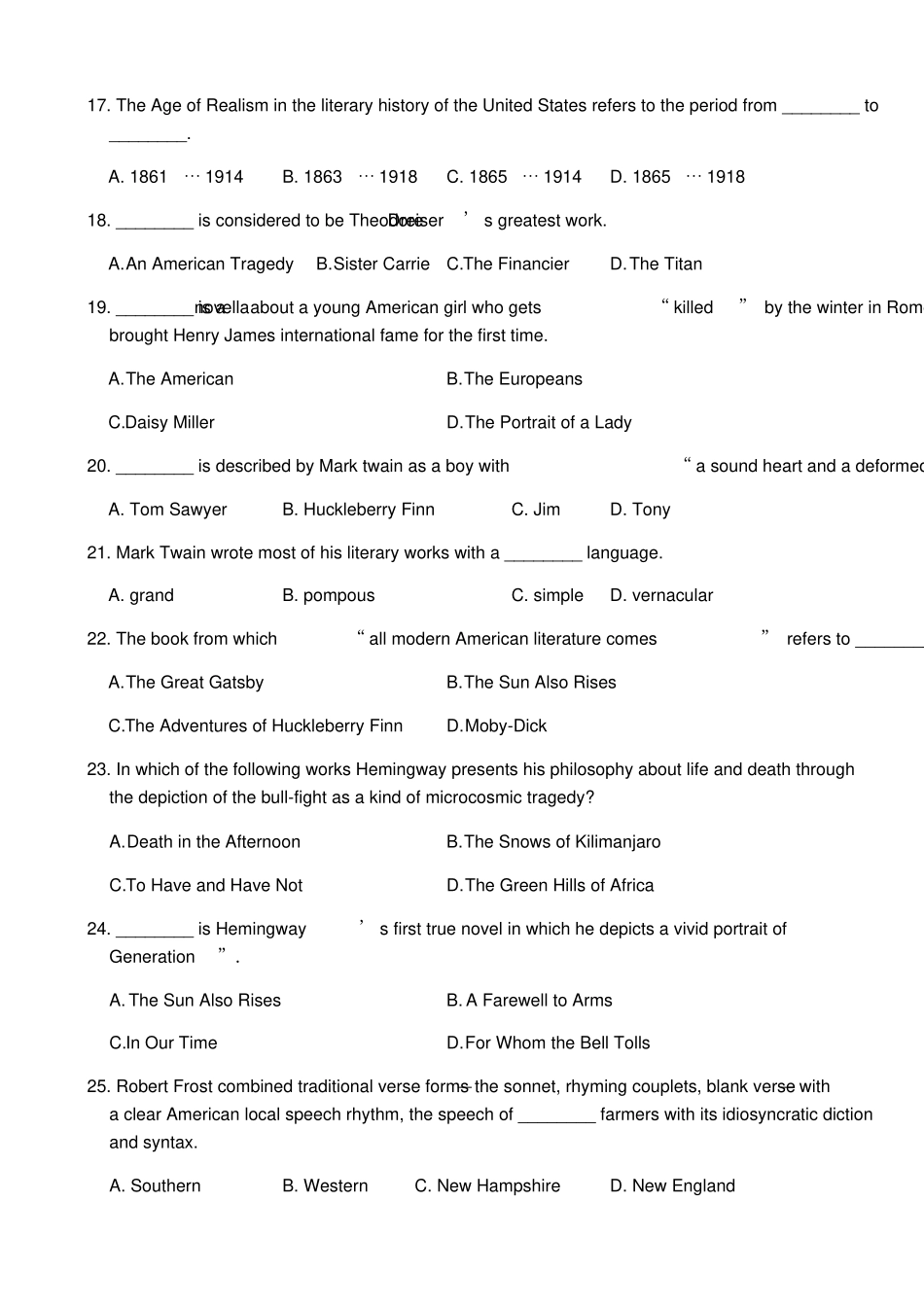 美国文学复习题有答案版_第3页