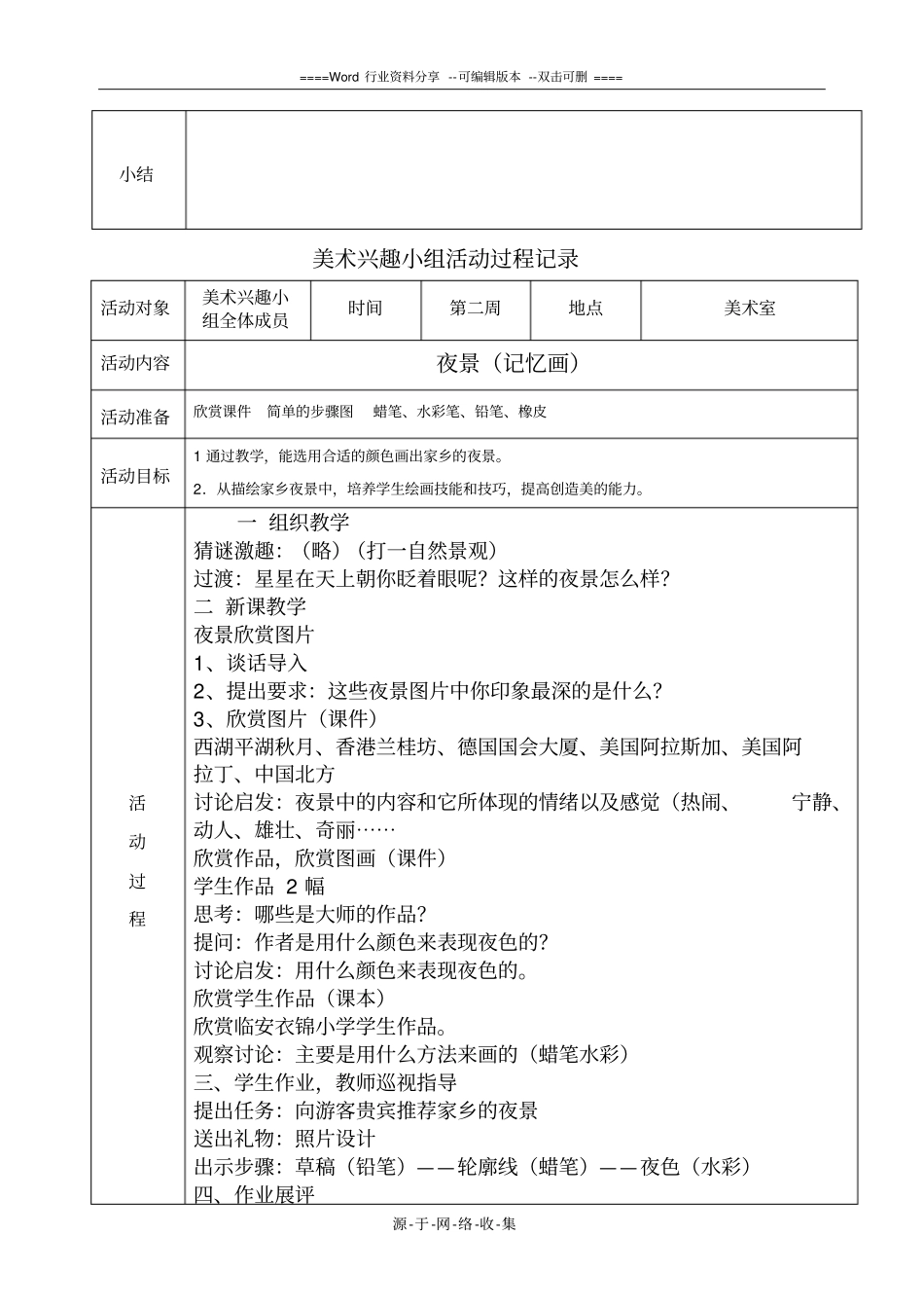 美术兴趣小组活动过程记录_第2页