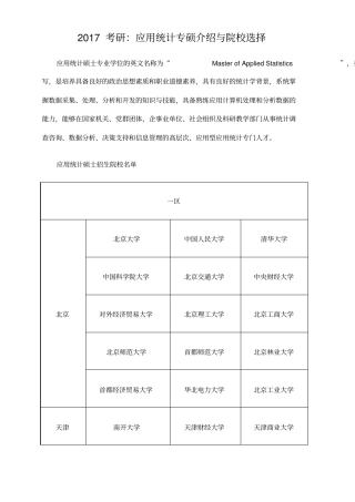 考研应用统计专硕介绍与院校选择