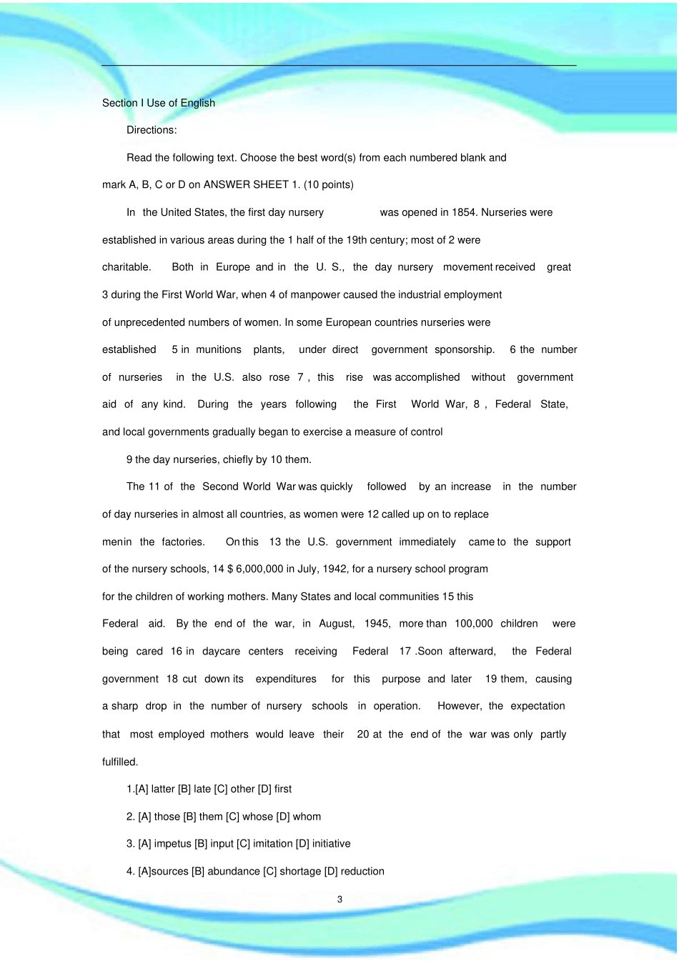 考研英语二命题人预测考试九_第3页