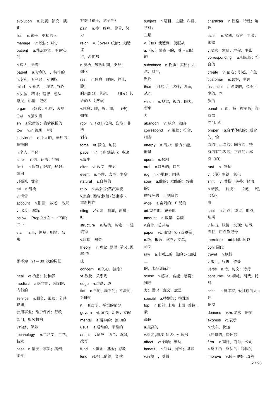 考研英语词频统计打印版讲解_第2页