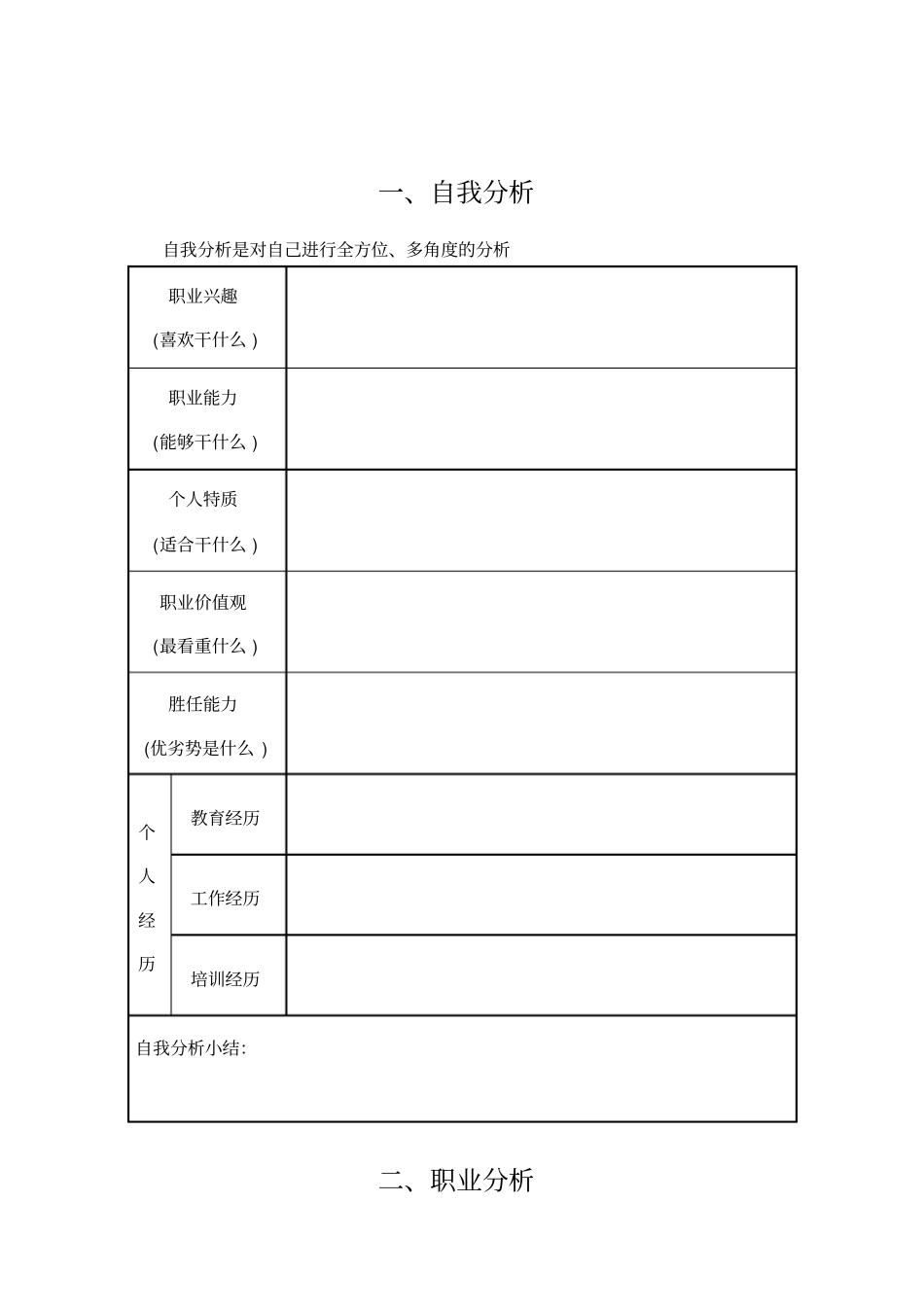 职业生涯规划书标准模板空白_第2页