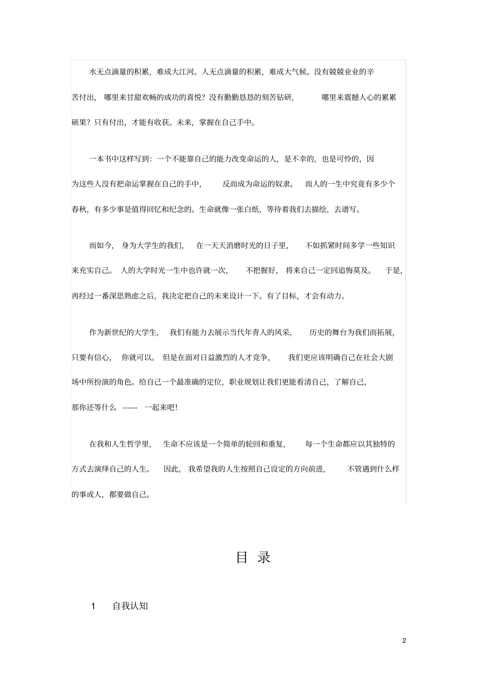职业生涯规划设计书模板_第2页