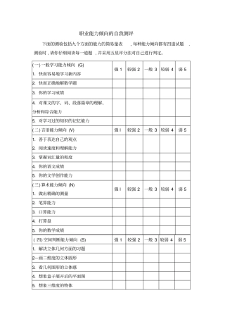 职业能力倾向的自我测评