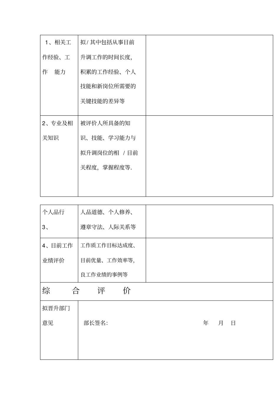 职位晋升考核表_第2页