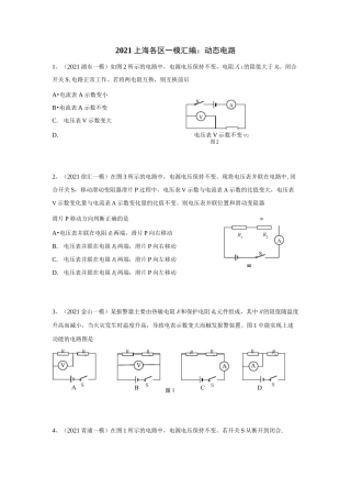 2021年上海初三中考物理一模汇编：06动态电路(含答案)