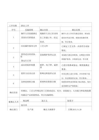 关键特殊过程确认记录表