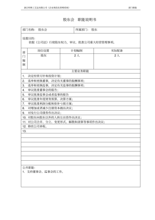 股东会职能说明书