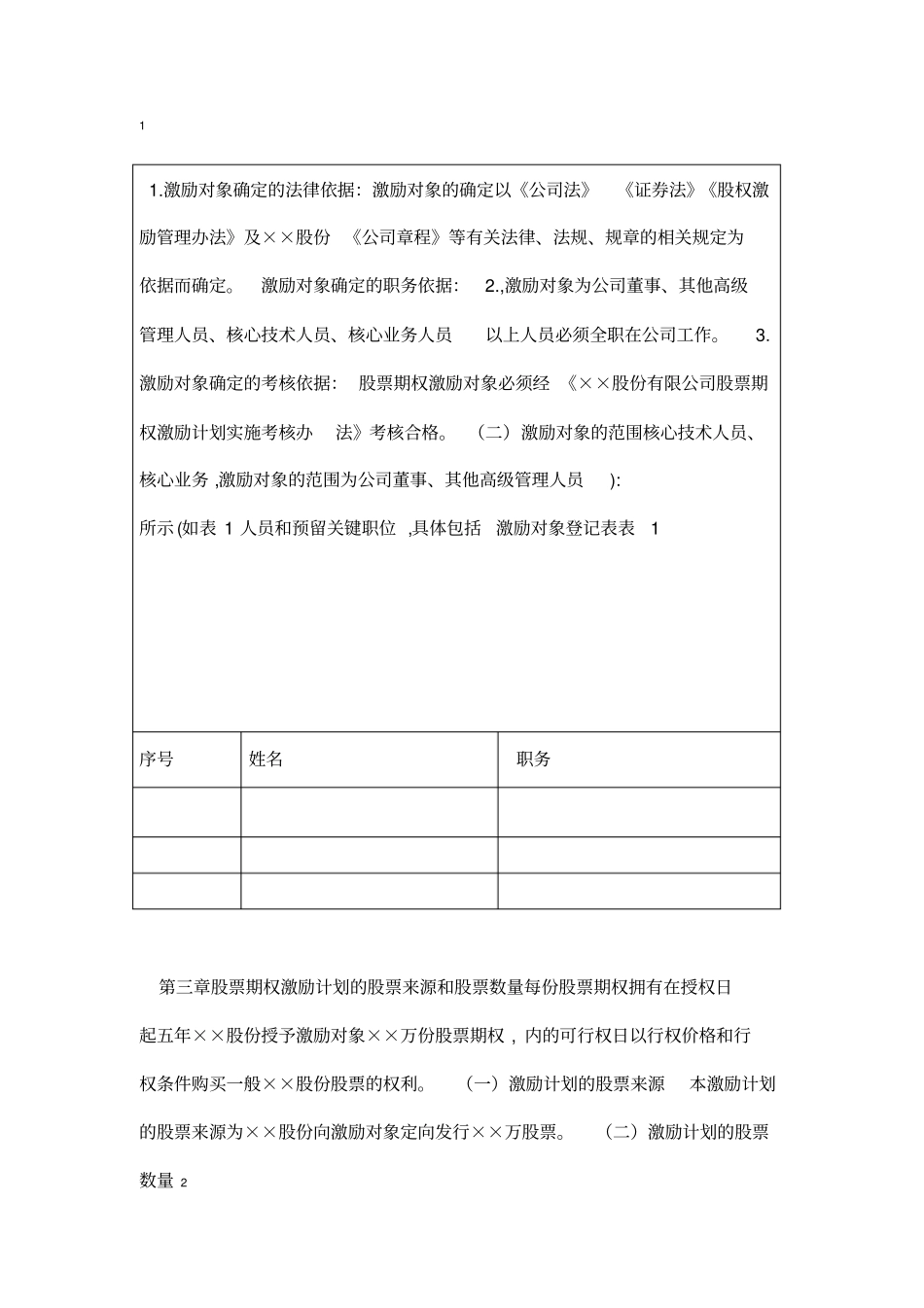 股权激励方案范本_第2页