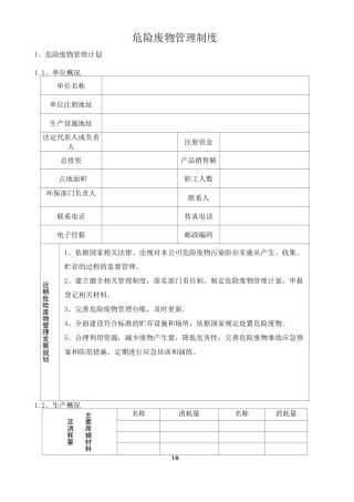 危险废物管理制度 