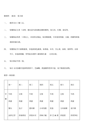 肺癌一周食谱