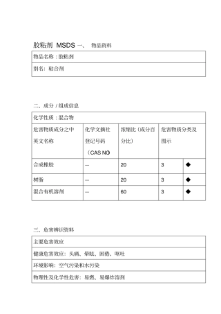 胶粘剂MSDS